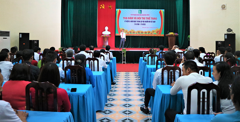 Quang cảnh Hội Người tỉnh tổ chức lễ kỷ niệm 54 năm Hội Người Mù Việt Nam (17/4/1969-17/4/2023).
