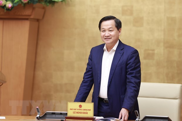 Phó Thủ tướng Lê Minh Khái phát biểu. (Ảnh: Dương Giang/TTXVN)