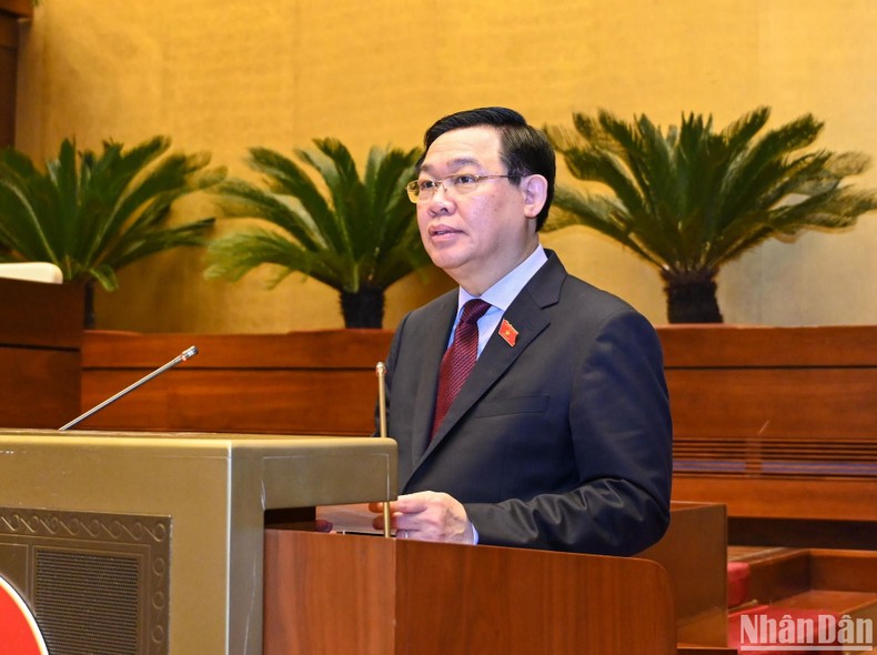 Chủ tịch Quốc hội Vương Đình Huệ phát biểu khai mạc Hội nghị. (Ảnh: DUY LINH)