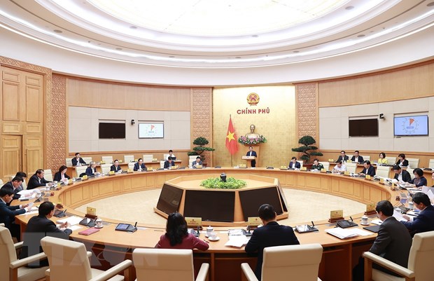 Phiên họp Chính phủ chuyên đề xây dựng pháp luật tháng 4/2023. (Ảnh: Dương Giang/TTXVN)