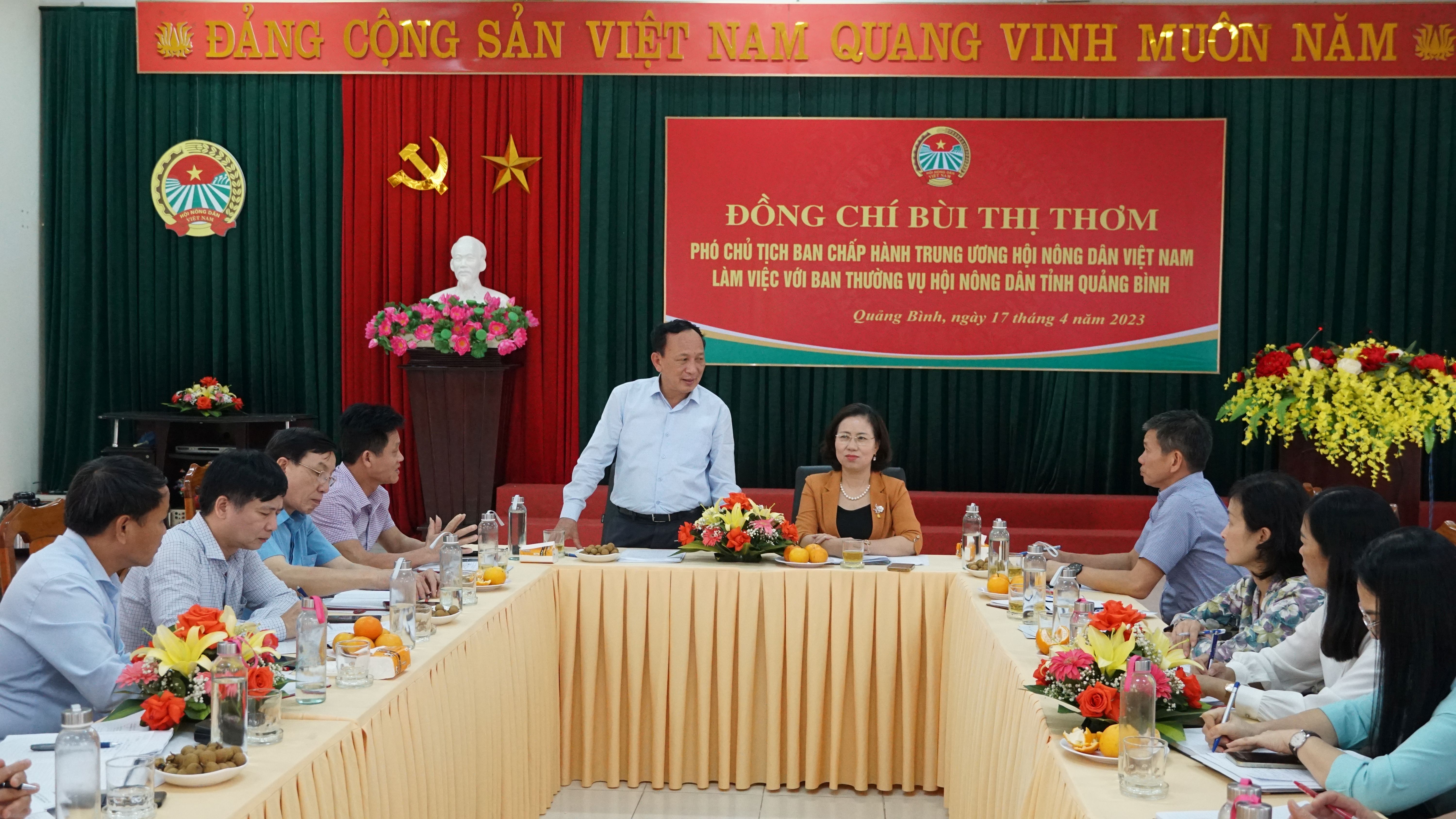 Phó Bí thư Thường trực Tỉnh ủy Trần Hải Châu phát biểu tại buổi làm việc.