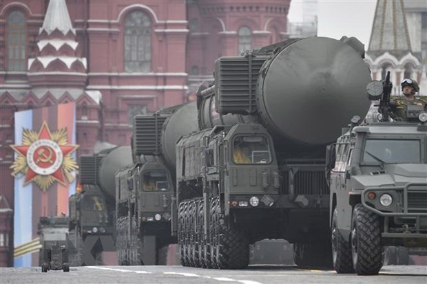 Tên lửa liên lục địa Yars RS-24 của Nga. (Ảnh: AFP/TTXVN)