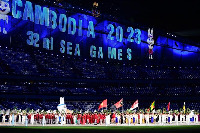 Các đoàn thể thao tham dự SEA Games 32. Ảnh: Hoàng Linh/TTXVN