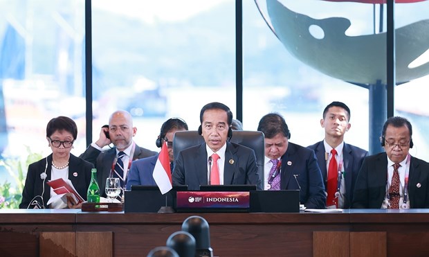 Tổng thống nước Cộng hòa Indonesia, Chủ tịch Hội nghị cấp cao ASEAN lần thứ 42, Joko Widodo khai mạc hội nghị. (Ảnh: Dương Giang/TTXVN)