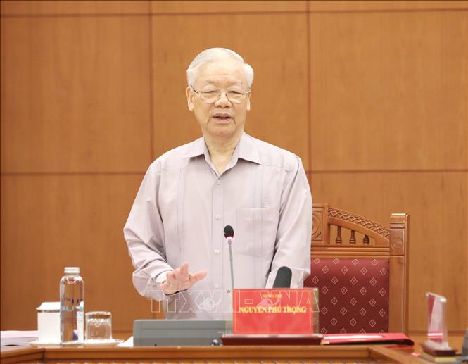 Tổng Bí thư Nguyễn Phú Trọng, Trưởng Ban Chỉ đạo phát biểu chỉ đạo cuộc họp. Ảnh: Phương Hoa/TTXVN