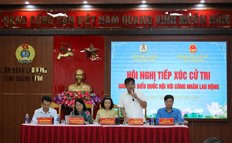 Đồng chí Phó Chủ tịch Thường trực UBND tỉnh Đoàn Ngọc Lâm và các ĐBQH chủ trì hội nghị.