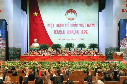 Đại hội đại biểu toàn quốc Mặt trận Tổ quốc Việt Nam lần thứ IX, nhiệm kỳ 2019-2024. (Ảnh: mattran.org.vn)