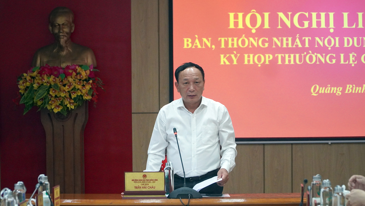 Đồng chí Phó Bí thư Thường trực Tỉnh ủy, Chủ tịch HĐND tỉnh Trần Hải Châu phát biểu kết luận hội nghị