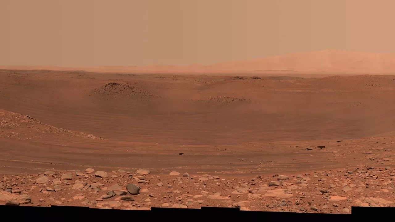 Miệng núi lửa Belva trên Sao Hỏa. Ảnh: NASA