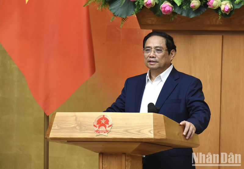 Thủ tướng Phạm Minh Chính phát biểu ý kiến tại phiên họp (Ảnh: TRẦN HẢI)