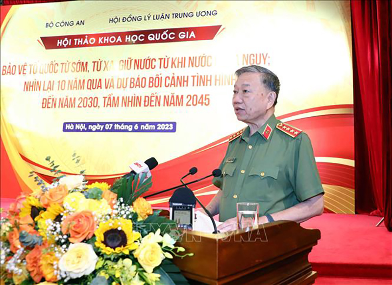 Bộ trưởng Bộ Công an Tô Lâm phát biểu. Ảnh: Phạm Kiên/TTXVN