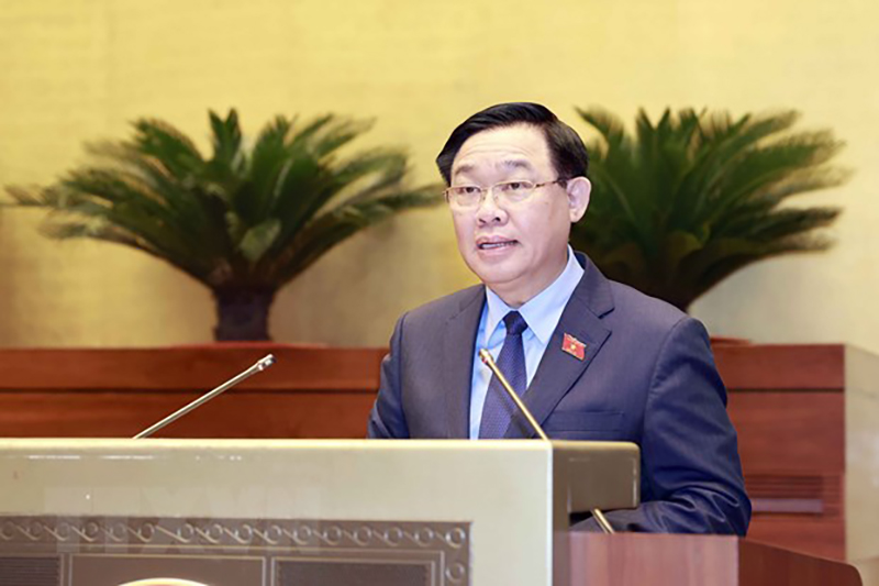 Chủ tịch Quốc hội Vương Đình Huệ phát biểu kết thúc Phiên chất vấn và trả lời chất vấn. (Ảnh: Doãn Tấn/TTXVN)