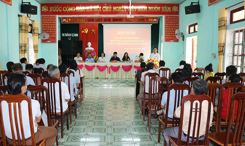 Các đại biểu HĐND tỉnh tiếp xúc với cử tri tại thị trấn Nông trường Lệ Ninh.