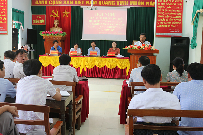 Tổ đại biểu HĐND tỉnh tiếp xúc cử tri các xã vùng Nam, TX. Ba Đồn tại xã Quảng Tiên.