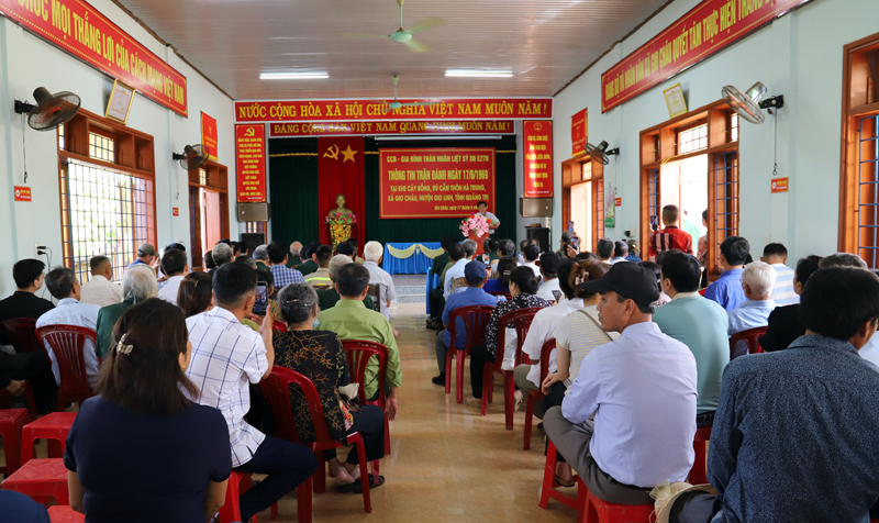 Các cơ quan chức năng, thân nhân, gia đình liệt sỹ và các bên liên quan đã tổ chức buổi họp mặt, cung cấp thông tin liên quan đến trận đánh ngày 17/6/1969