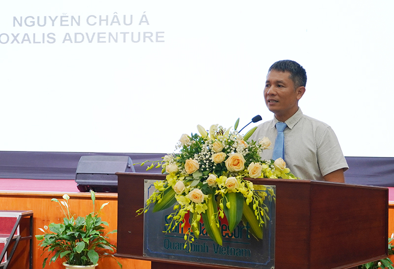 Giám đốc Công ty TNHH MTV Chua Me Đất Nguyễn Châu Á trình bày tham luận tại hội thảo.