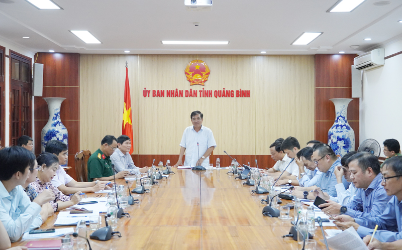 Đồng chí Phó Chủ tịch thường trực UBND tỉnh Đoàn Ngọc Lâm phát biểu tại cuộc họp.