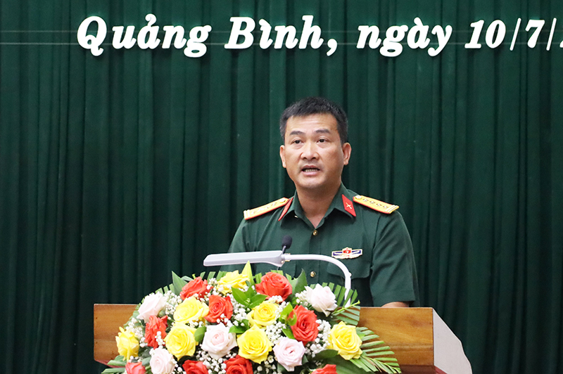 Lãnh đạo Bộ CHQS tỉnh báo cáo công tác chuẩn bị diễn tập KVPT và PTDS năm 2023.