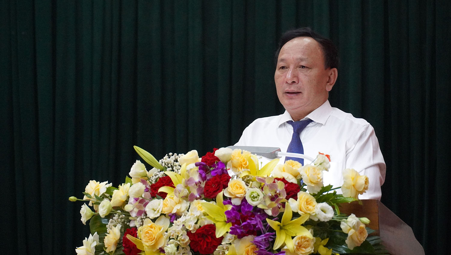 Đồng chí Phó Bí thư Thường trực Tỉnh ủy, Chủ tịch HĐND tỉnh Trần Hải Châu phát biểu khai mạc kỳ họp