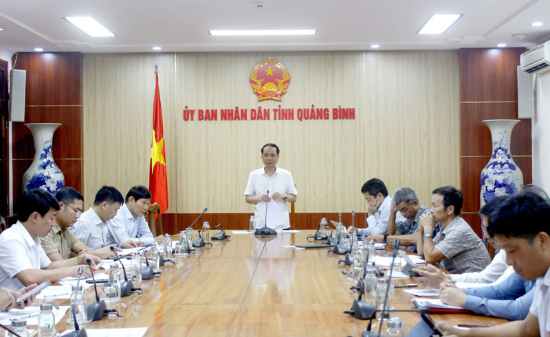 Đồng chí Phó Chủ tịch UBND tỉnh Phan Mạnh Hùng phát biểu tại cuộc họp.