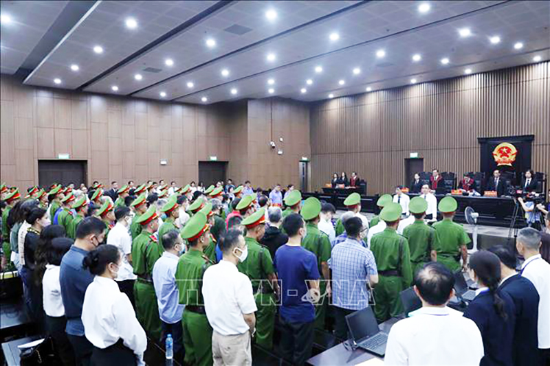  Quang cảnh phiên tòa xét xử, sáng 11/7/2023. Ảnh: Phạm Kiên/TTXVN