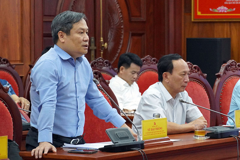 Đồng chí Bí thư Tỉnh ủy Vũ Đại Thắng phát biểu tại buổi làm việc