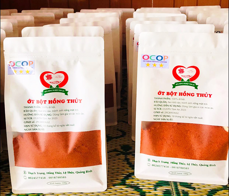 Ớt bột Hồng Thủy là sản phẩm OCOP 3 sao cấp tỉnh được nhiều người tiêu dùng yêu thích.