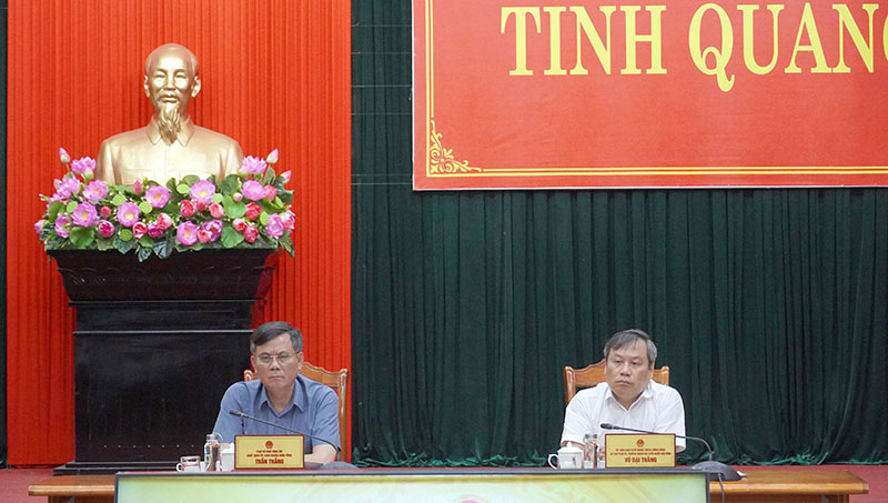  Đồng chí Bí thư Tỉnh ủy Vũ Đại Thắng và đồng chí Chủ tịch UBND tỉnh Trần Thắng dự hội nghị tại điểm cầu Quảng Bình