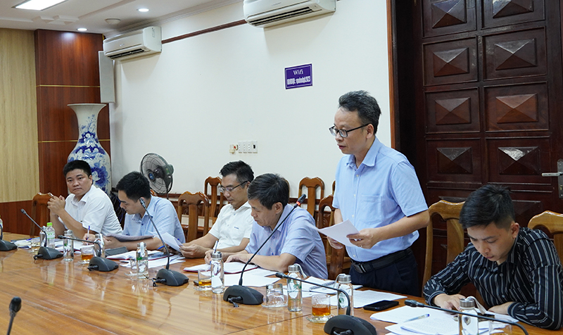 Đại diện đoàn kiểm tra của Ban Chỉ đạo Quốc gia PCTT phát biểu tại buổi làm việc.