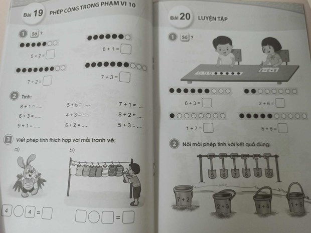 Sách Bài tập Toán lớp 1. (Ảnh: PM/Vietnam+)