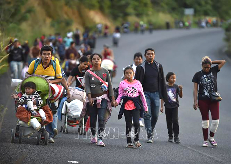  Trẻ em di cư trong hành trình theo cha mẹ tới Mỹ tại Palomares, bang Oaxaca, Mexico. Ảnh tư liệu: AFP/TTXVN