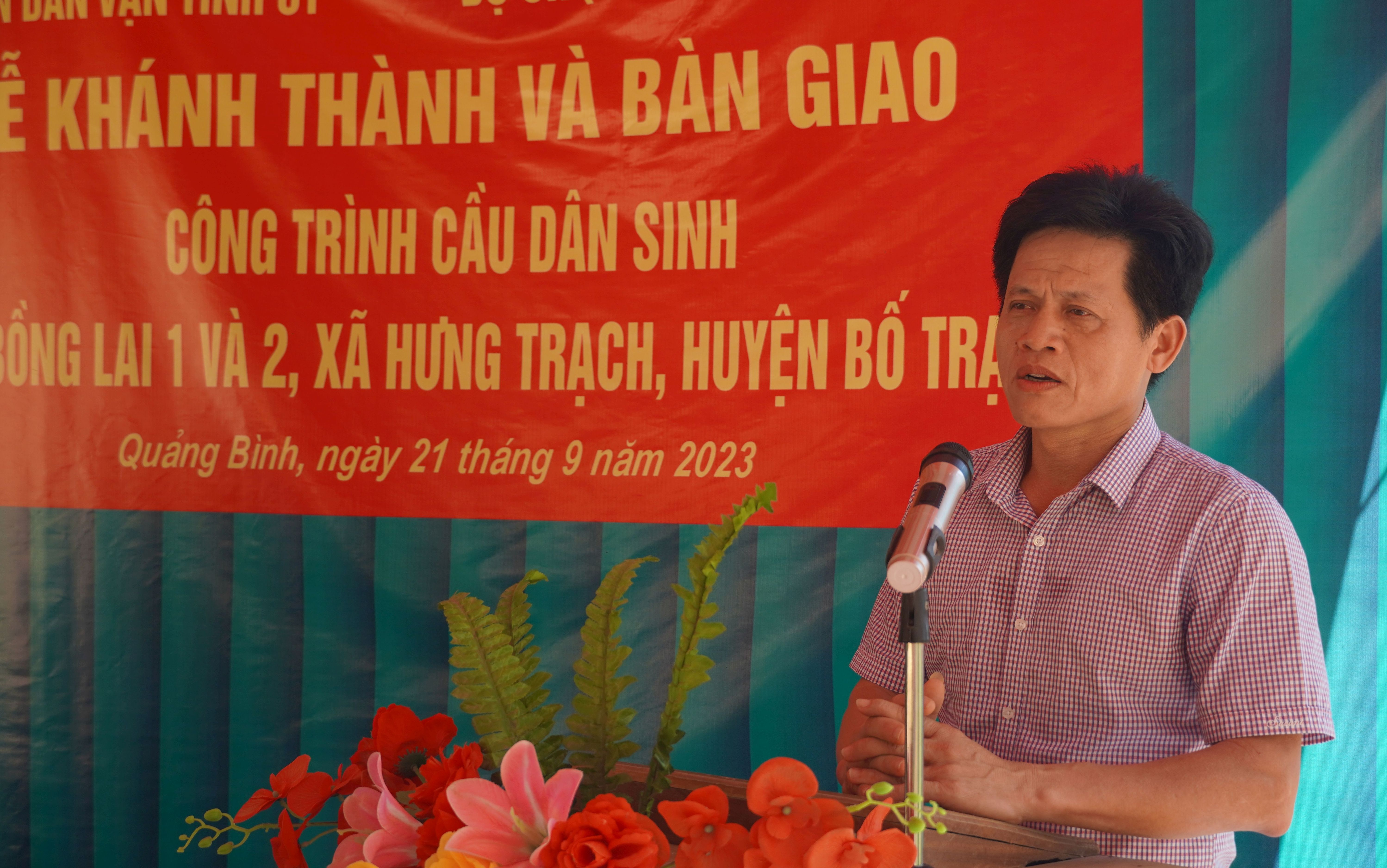 Đồng chí Chủ nhiệm UBKT Tỉnh ủy Lê Văn Bảo phát biểu tại lễ khánh thành.