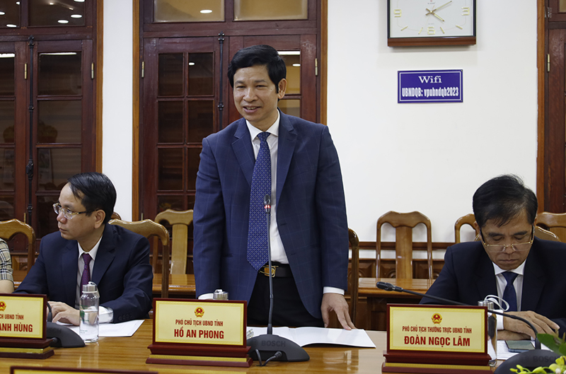 Đồng chí Phó Chủ tịch UBND tỉnh Hồ An Phong phát biểu tại buổi làm việc.