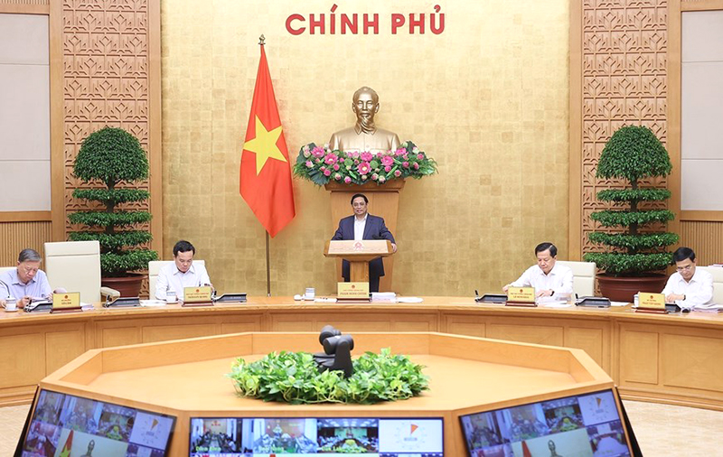 Phiên họp Chính phủ thường kỳ tháng 9/2023 và Hội nghị trực tuyến Chính phủ với địa phương tại điểm cầu Trụ sở Chính phủ. Ảnh: Dương Giang/TTXVN