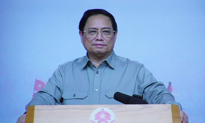 Thủ tướng Chính phủ Phạm Minh Chính phát biểu kết luận hội nghị. (Ảnh chụp qua màn hình)