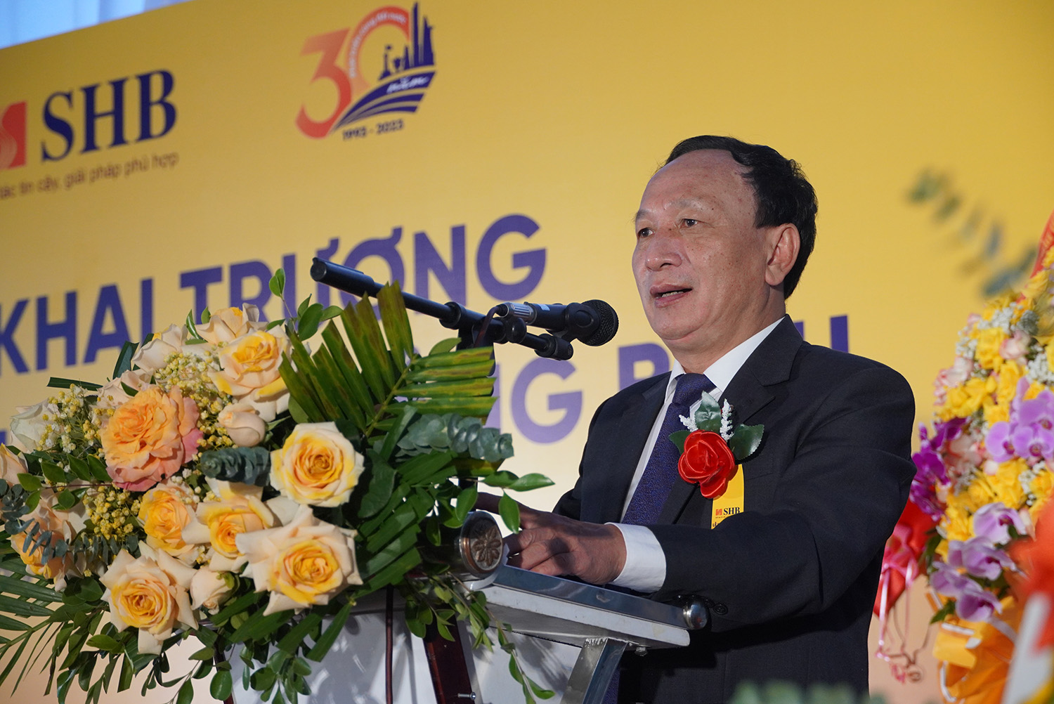 Đồng chí Phó Bí thư Thường trực Tỉnh ủy Trần Hải Châu phát biểu tại lễ khai trương.