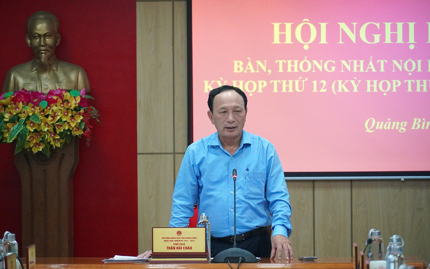 Đồng chí Phó Bí thư Thường trực Tỉnh ủy, Chủ tịch HĐND tỉnh Trần Hải Châu phát biểu chỉ đạo tại hội nghị