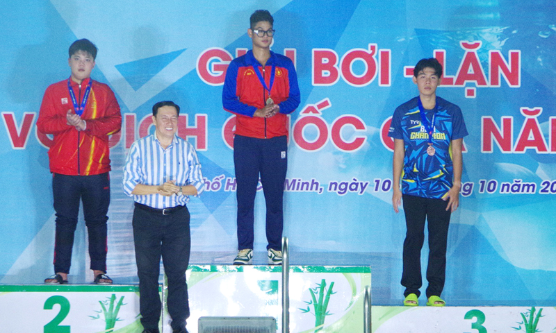 VĐV Trần Quang Hướng giành HCB tại giải lặn vô địch quốc gia năm 2023(Ảnh: HLV môn lặn cung cấp).