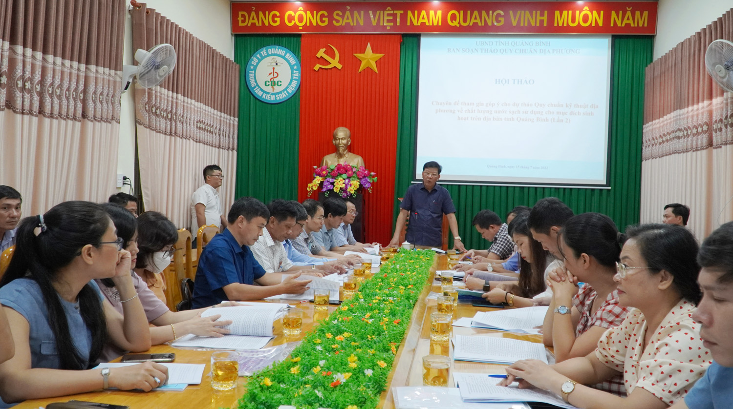 Ngành Y tế cũng đã tổ chức nhiều hội thảo lấy ý kiến các sở, ngành liên quan để hoàn thành Quy chuẩn kỹ thuật địa phương về chất lượng nước sạch sử dụng cho mục đích sinh hoạt trên địa bàn tỉnh Quảng Bình.