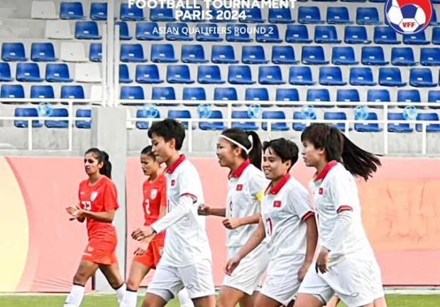 Đội tuyển Nữ Việt Nam ăn mừng sau khi ghi bàn. (Ảnh: VFF)