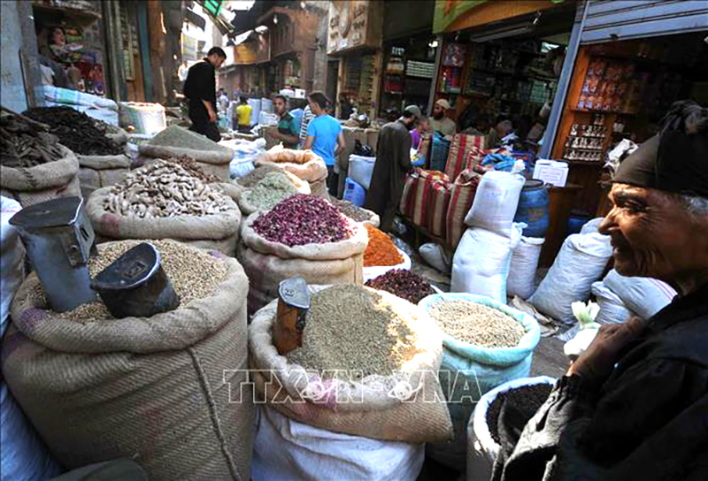  Ngũ cốc được bày bán tại khu chợ ở Cairo, Ai Cập. Ảnh: AFP/TTXVN