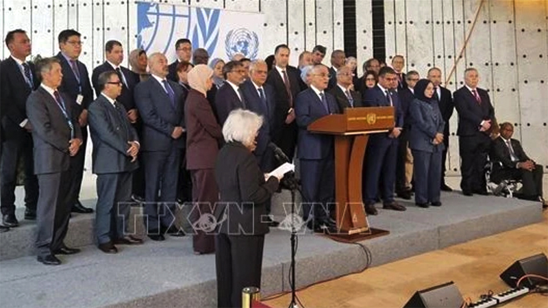 Các Đại sứ Liên hợp quốc kêu gọi hành động quốc tế về Gaza. (Ảnh: TTXVN)