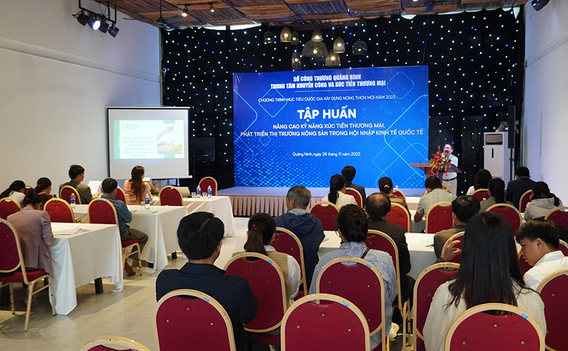 Quang cảnh lớp tập huấn được tổ chức tại huyện Quảng Ninh chiều ngày 28/11.