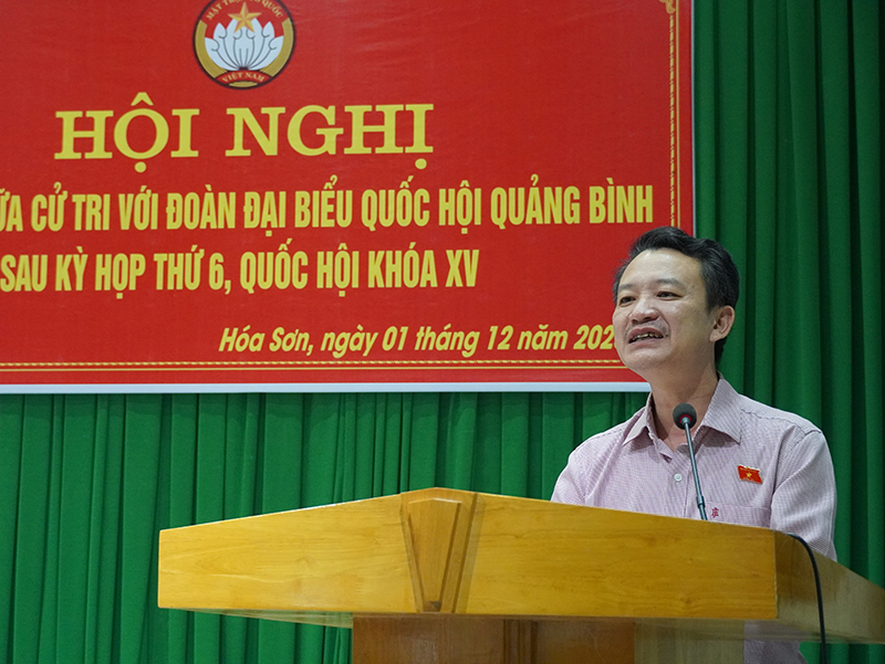 Đại biểu Trần Quang Minh thông tin với cử tri huyện Minh Hóa  một số kết quả của kỳ họp thứ 6, Quốc hội khóa XV.