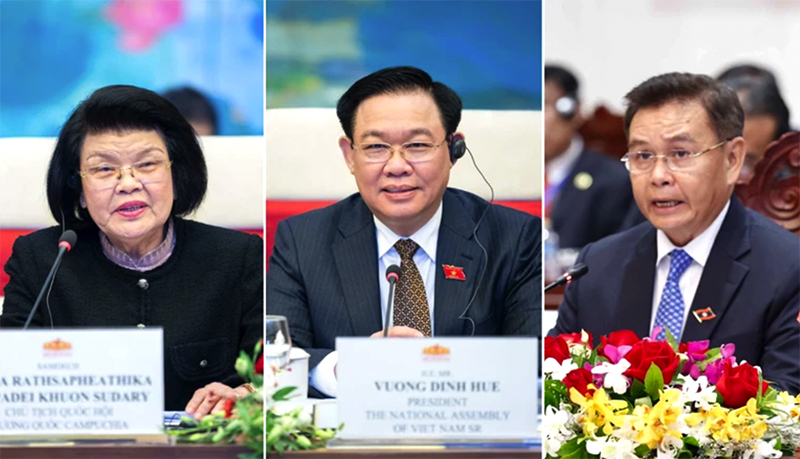  Ba Chủ tịch Quốc hội ba nước Campuchia, Việt Nam, Lào sẽ đồng chủ trì Hội nghị cấp cao Quốc hội 3 nước Campuchia-Lào-Việt Nam lần thứ nhất. (Ảnh: quochoi.vn)