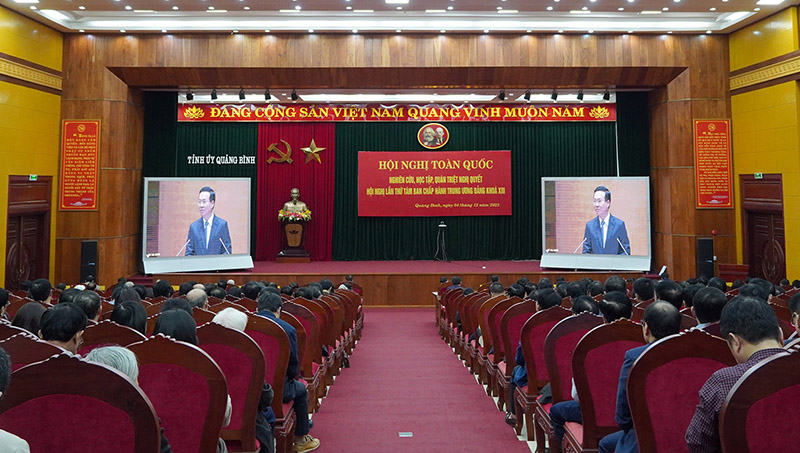Toàn cảnh hội nghị tại điểm cầu tỉnh Quảng Bình