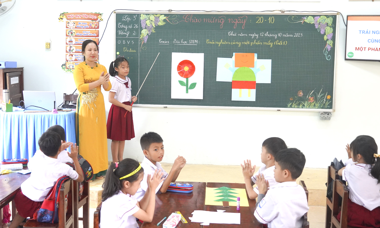 Giờ học Toán trở nên sôi nổi, hấp dẫn với bài học STEM ở Trường tiểu học Hiền Ninh.
