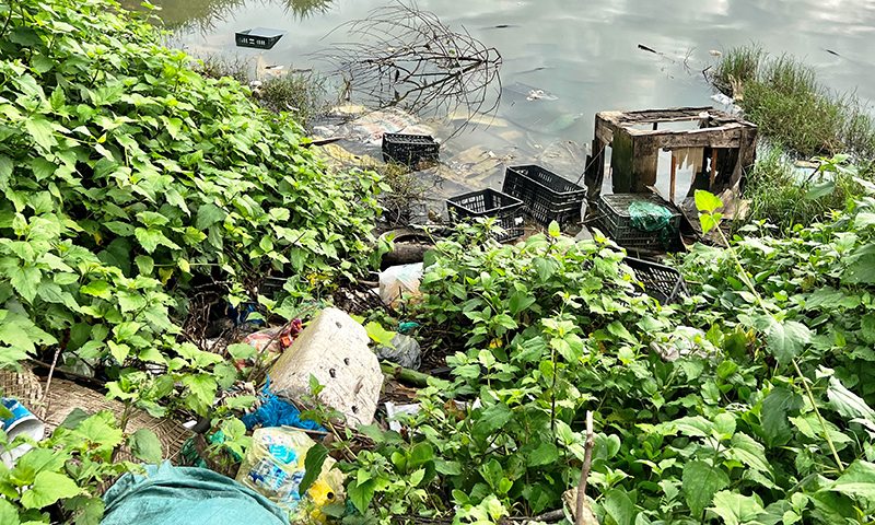 Sông Lý Hòa nằm sát chợ “lãnh đủ” rác thải.