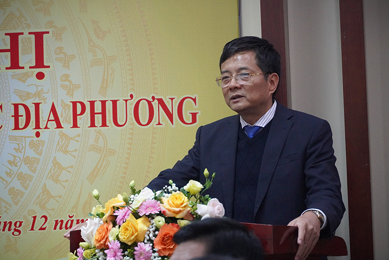 Đồng chí Giám đốc Sở Công thương Phạm Quang Hải phát biểu tại hội nghị.