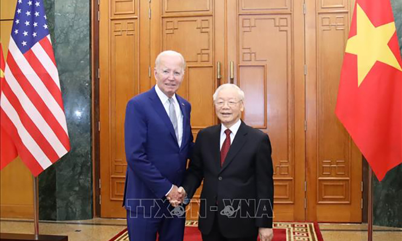  Tổng Bí thư Nguyễn Phú Trọng hội đàm với Tổng thống Hợp chủng quốc Hoa Kỳ Joseph R. Biden, Jr. thăm cấp Nhà nước tới Việt Nam. Ảnh tư liệu: Trí Dũng/TTXVN